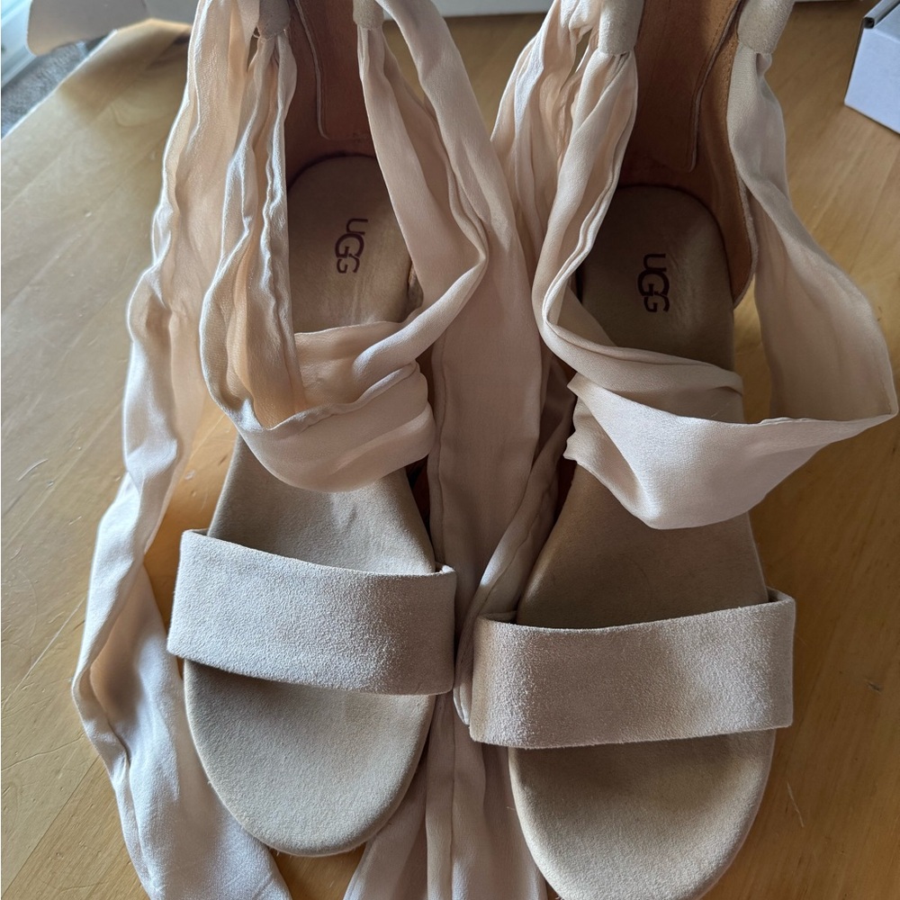 UGG Women's Tan Espadrille Sandals with Wrap Straps